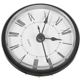 OSALADI Round Clock Insert 3 Inch Quartz Clock Fit-up Movement Miniature Clock White Dial Black Trim Roman Numerals DIY Clock Replacement Part