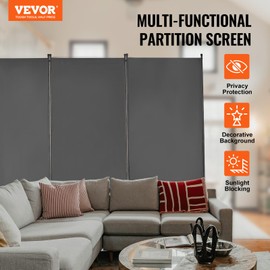 VEVOR Room Dividers, 3 Panel Room Divider, Folding Privacy Screen and Portable Partition Divider for Room Separation, Freestanding Room Partitions for Office, Bedroom, Study, Grey