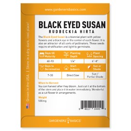 Gardeners Basics, Black Eyed Susan Seeds for Planting - Rudbeckia Hirta Flower Seeds for Cut Flower Gardens Beautiful Yellow and Black Flowers to Grow in Your Garden
