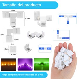Mostpoty Juego de 30 Conectores para Tiras LED, Conector de Esquina para Tira de LED RGB de 4 pines en Forma de L/T, Conectores de Pines LED, Conectores de Banda L/T para LED RGB 5050