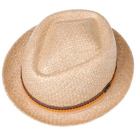 Lipodo Classic Diamond Crown Straw Hat Porkpie Sun Hat Made in Italy Men and Women Spring Summer Nature S (54-55 cm)