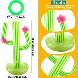 Cotiny 4 Pack Inflatable Cactus Ring Toss Games 68 cm Large Giant Blow Up Inflatable Cactus Games for Pool Parties Mexican Taco Party Supplies Decorations