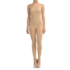 JJJ Fashion Women Catsuit Cotton Tank Spaghetti Strapped Yoga Bodysuit Jumpsuit S-Plus (2X, Khaki)