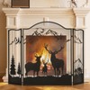 ‌POWLAB 50" X 36'' Fireplace Screen - 3-Panel Wrought Iron