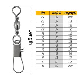 Alwonder 100-Pack Fishing Barrel Swivels with Snaps, Fishing Snap Swivels Fishing Tackle Stainless Safty Interlock Fishing Snaps Lure Hook Connector Clips Freshwater #12
