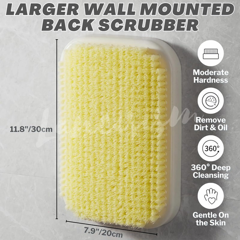 Wall Mounted Back Scrubber, Large Exfoliating Brush with Self Adhesive