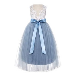 ekidsbridal Scalloped Lace Back Flower Girl Dress Daily Gown Birthday Party Holiday 207R 4