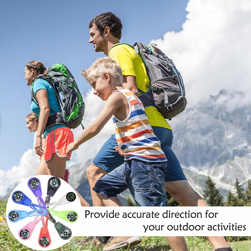 Pack of 9 Children's Compass, Multi Colour Mini Survival Compass,