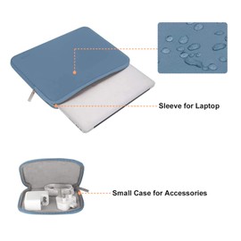 MOSISO Funda Protectora Compatible con MacBook Air/Pro,13-13.3 Pulgadas Portátil,Compatible con MacBook Pro 14 Pulgadas M3 M2 M1 Chip Pro MAX 2024-2021,Neopreno Bolsa con Pequeño Caso, Azul Lima
