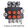 findmall 3 Spool 11GPM 3600PSI Hydraulic Directional Control Valve, SAE