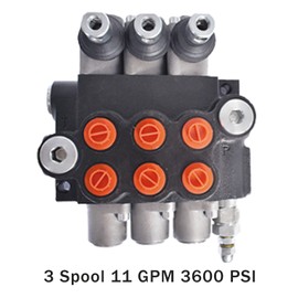 findmall 3 Spool 11GPM 3600PSI Hydraulic Directional Control Valve, SAE Ports Double Acting Valve for Small Tractors, Tractors, Loaders, Log Splitter