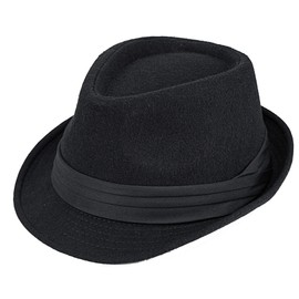 JowTreex Classic Fedoras Hats Short Brim Panama Jazz Hat Trilby Fedora Hat for Men Women Costume Accessories (Medium, Black/Tri-fold Strap)