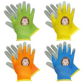 SPOKKI 4 Pairs of Children's Work Gloves, Thickened Wear-Resistant Non-Slip Children's Garden Gloves, Children's Camping Protective Gloves for Girls and Boys (3-5 Years)