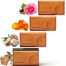 Car Air Freshener Starter Kit - Wood Air Freshener for Visor Clip - Automotive Odor Eliminator - Long Lasting Scent - Scent Refill with Metal Visor Clip (Teak-Cabana-Amber-Black Currant Rose)