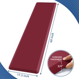 KitchenClouds KitchenClouds Kitchen Mat Cushioned Anti Fatigue Kitchen Rug 0.8inch Waterproof Non Slip Kitchen Rugs and Mats Standing Desk Mat Comfort Floor Mats for Kitchen Sink Office (17.3"x60",Red)