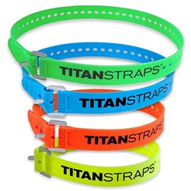 Titan Industrial Straps – Strong & Simple Tie-Downs for Construction (Welders, DIY Home) & 1st Responders – 3 Year Warranty, Batch Tested – 70 lb. Working Load, Multi-Color, Multi-Length, 4-Pack