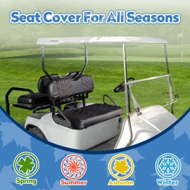 PZWLI 4PCS Golf Cart Seat Covers Kit, Front and Rear Seat Covers,Vinyl Seat Covers Accessories, No Staples（Black&Brown Stitch） (Fits EZGO TXT 1994-2013/EZGO RXV)