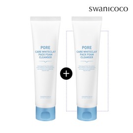 Swanicocco (현대Hmall)스와니코코 포어 케어 화이트 클레이 팩 폼 클렌저 100ml+100ml (피지/모공 케어) (Hyundai Hmall) Swanicoco Pore Care White Clay Pack Foam Cleanser 100ml + 100ml (Sebum/Pore Care)