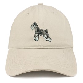 Trendy Apparel Shop Miniature Schnauzer Dog Embroidered Soft Cotton Dad Hat- Stone