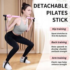 ZUFUMI Pilates Bar Kit with Resistance Bands - Multifunctional Pilates Equipment for Women & Men Home Gym Pilates Yoga (Black)