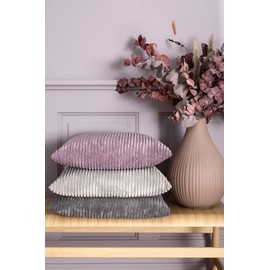 MAGMA Shara Cushion Cover 45 x 45 cm – Grey, Velvety Soft Cuddly Cord Look, Rectangular Cushion Cover for Living Room, Bedroom, Office and Guest Room, Washable