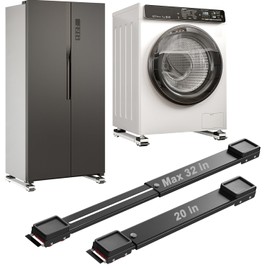 Appliance Rollers Heavy Duty 20-32in New Generation Extendable Appliance Rollers Anti Slip Mobile Washing Machine Base Easily Move Dryers, Refrigerators, Furniture (Black-Upgrade wheel)
