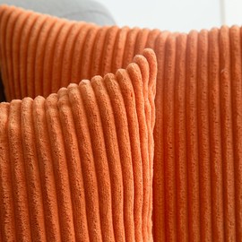 MIULEE Corduroy Soft Soild Decorative Square Fall Throw Pillow Cover Cushion Cases Pillow Cases for Couch Sofa Bedroom Car 12 x 20 Inch 30 x 50cm Orange