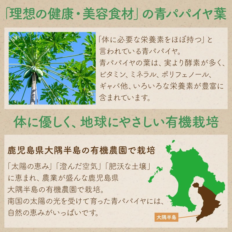 よかど市 有機青パパイヤ（葉）パウダー 50g 有機青パパイヤ葉のみ使用の純パウダー 「酵素の王様」とよばれるほど豊富な酵素と栄養素 オーガニック スーパーフード (1)