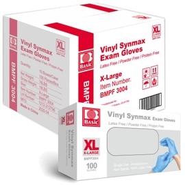 Jointown Basic Vinyl Exam Gloves-Safty Glove Latex-Free & Powder-Free, Synmax Disposable Medical Glove XLarge (Case of 1000, Blue)
