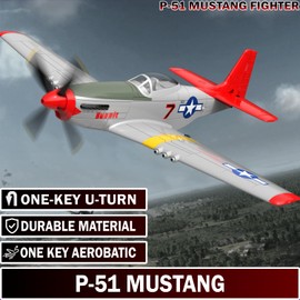LEAMBE 4 Channel RC Plane, Ready to Fly Aerobatic Aircraft, Easy Control for Beginners, P51 Mustang RC Airplane Best Gift for Boys & Adults
