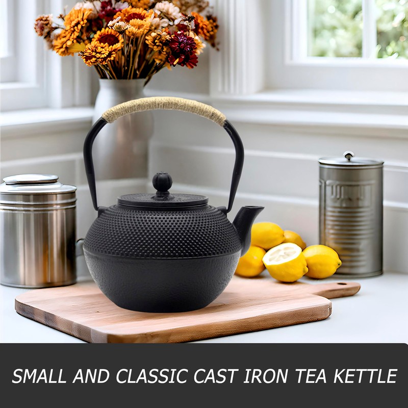 YJX 40.6 fl oz Cast Iron Teapot Set, Japanese Tetsubin