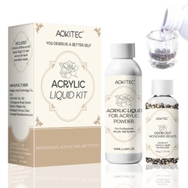 Aokitec Acrylic Liquid with Odor-Neutralizing Beads - 120ml EMA Monomer for Acrylic Nails Non-Yellowing Acrylic Monomer Liquid for Acrylic Powder Low Odor Nail Monomer Set