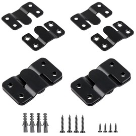 8 Pairs (16 Pieces) Flush Mount Concealed Bracket Interlocking Hanging Buckle Stainless Steel Photo Frame Hook Hardware Hanging Bracket Black (44mm)