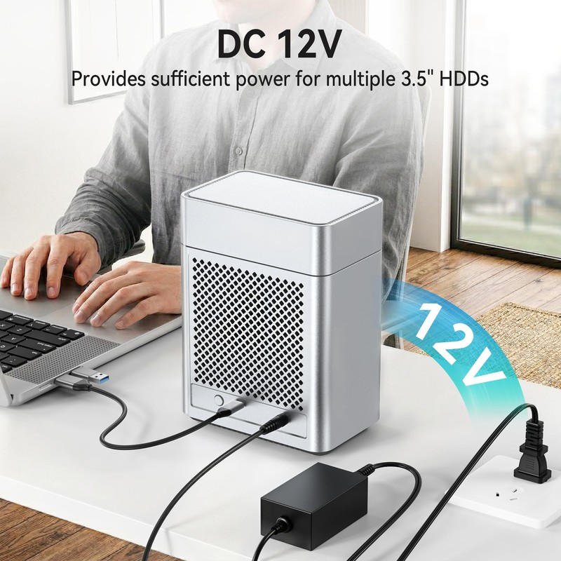 Yottamaster 2 Bay External 3.5 Inch Hard Drive Enclosure Magnetic
