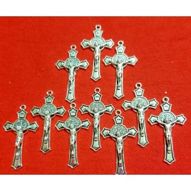 LOT OF 20  St Benedict Cross Stainless Steel  Catholic Jesus Crucifix Pendant