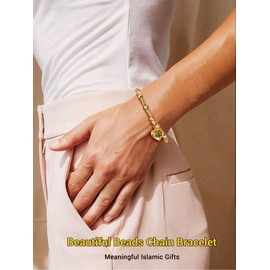 PROSTEEL Heart Allah Charm Beads Bracelet 18K Gold Plated Muslim Islamic Jewelry Men Religious Islam Arabic Mobarak Ramadan Eid fitr