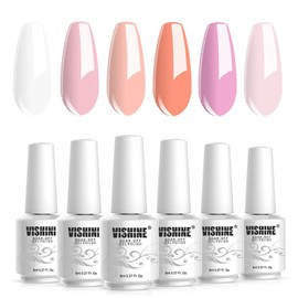 Vishine Gel Nail Polish Kit, 6 Colors White Nudes Pink Peach Colors Gel Nail Polish UV Gel Manicure Set Nail Art at All Seasons