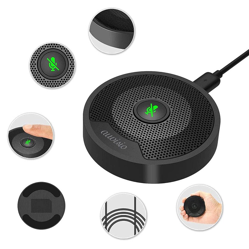 auvisio Microphone: Omnidirectional 360° Condenser Conference Microphone, USB C, PC