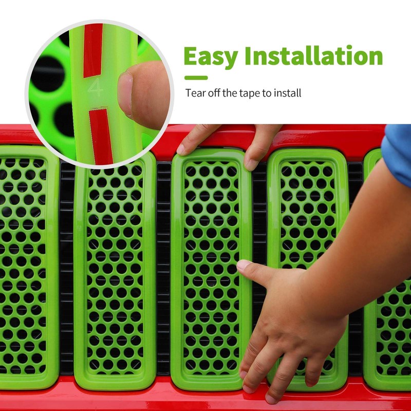 SQQP Front Grill Insert Mesh Grille Inserts Cover Kit 7Pcs