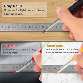 Carpenters Pencil Mechanical Pencil Set with 36 Refills 3 Colors, Deep Hole Marker Builders Pencil Construction Pencil with Sharpener Scribing Tool Joiners Pencil for Architect Woodworking with Case