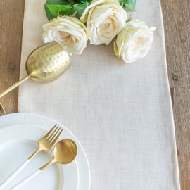 The White Petals Cream Short Table Runners (13x36 inch, Pack of 1, Ruffles Trim) Fabric Lined | Properly Finished | for Home, Kitchen, Dining Room, Holiday, Wedding Party Décor