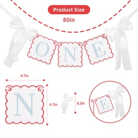 Bow Themed "One" High Chair Banner - 1st Girls Birthday Decoration, Embroidered Highchair Banner, Party Decor Photo Props