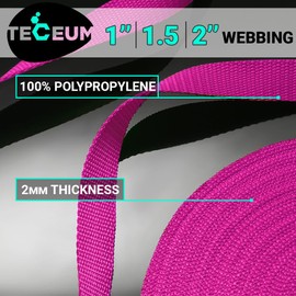 TECEUM 1 Inch Webbing – Hot Pink – 50 Yards – 1” Webbing for Climbing Outdoors Indoors Crafting DIY nw