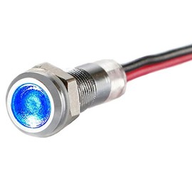 LED Indicator Light - 6 mm - V2A Stainless Steel - AC/DC 6V-24V - Dust and Waterproof IP67 - Blue