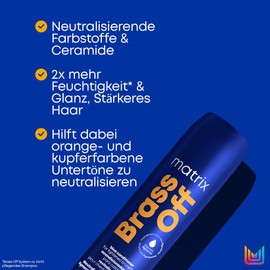 Matrix Pigmented Conditioner for Brunette Hair, Neutralises Orange and Copper Undertones, with Ceramides and Dyes, Brass Off Pigmented Conditioner, 1 x 300 ml