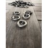 Pack of 6 silver 4 hole buttons, trouser buttons, jeans