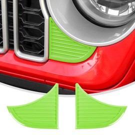 Linskip Grille Vent Covers Compatible with 2024 Jeep Wrangler JL 4XE & Gladiator JT Sport Rubicon Sahara Willys Mojave, Grill Inserts Textured Slot Decals, Exterior Accessories(light green)
