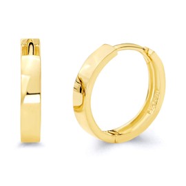 14k REAL Yellow Gold 2.5mm Thickness Hoop Huggie Earrings (13 x 13 mm)