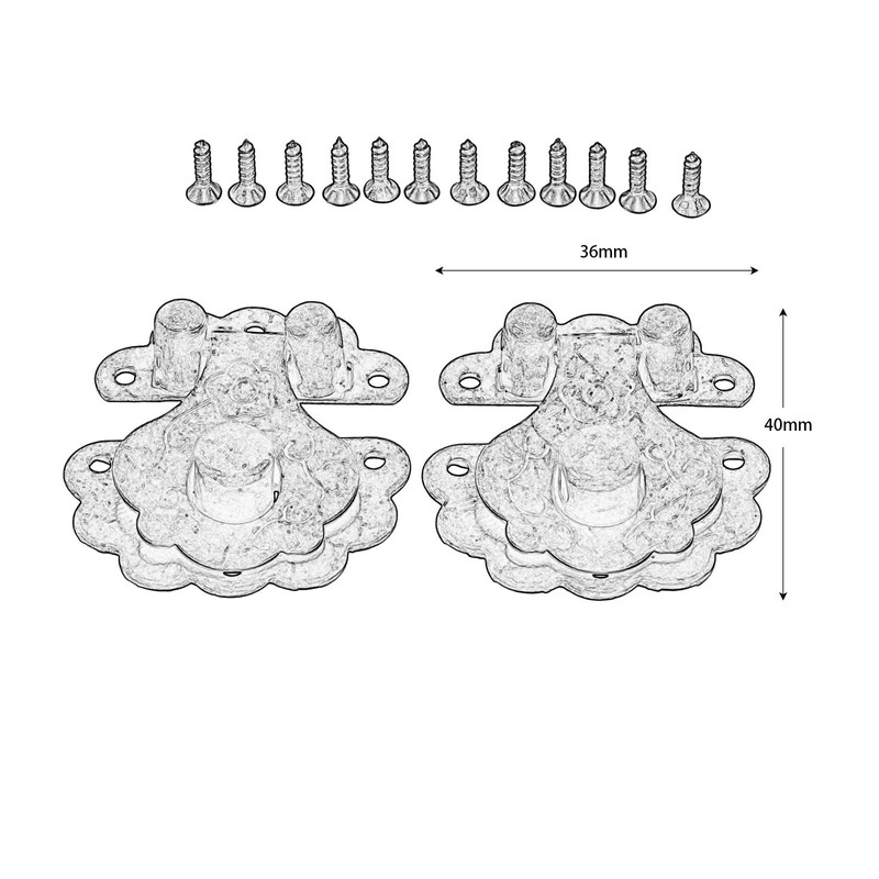 2 Pcs Box Latch Clasps with 12 Screws Flower Shape
