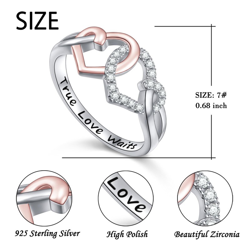 Alphm S925 Sterling Silver True Love Waits Heart Engagement Promise